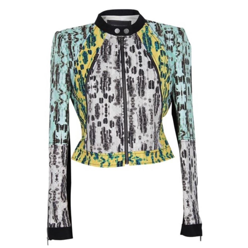 CONTEMPORARY BCBG Snakeskin Pattern on Multicolor Jacket
